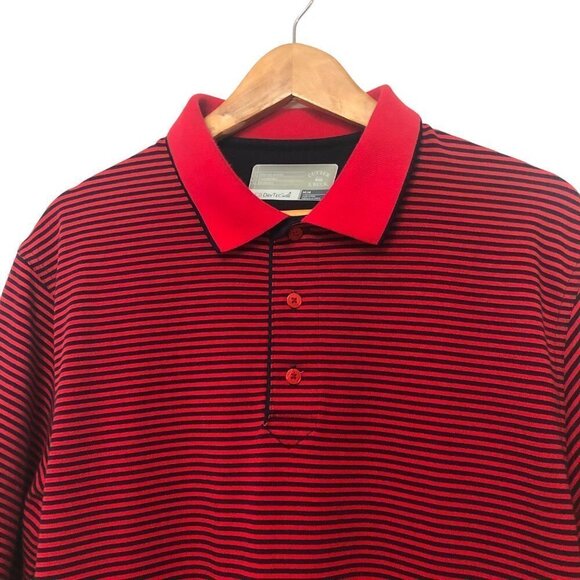 Cutter & Buck Men's Golf Polo Size Medium DryTec Red and Navy Blue EUC - Picture 3 of 6